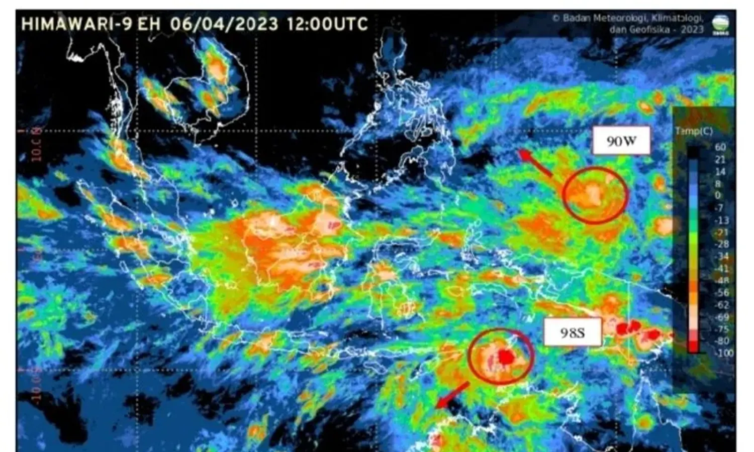 BMKG: Waspada Bibit Siklon 98S Kategori Tinggi