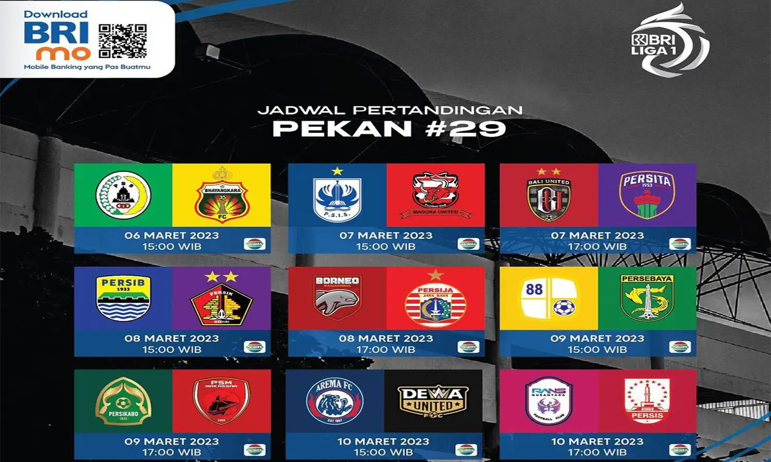 Jadwal Pertandingan Pekan Ke-29 BRI Liga 1 2022/2023