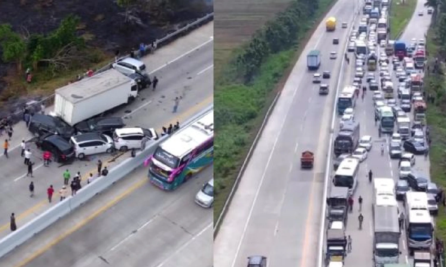 Asap Pembakaran Lahan Akibatkan Kecelakaan Beruntun di Tol Pejagan-Pemalang