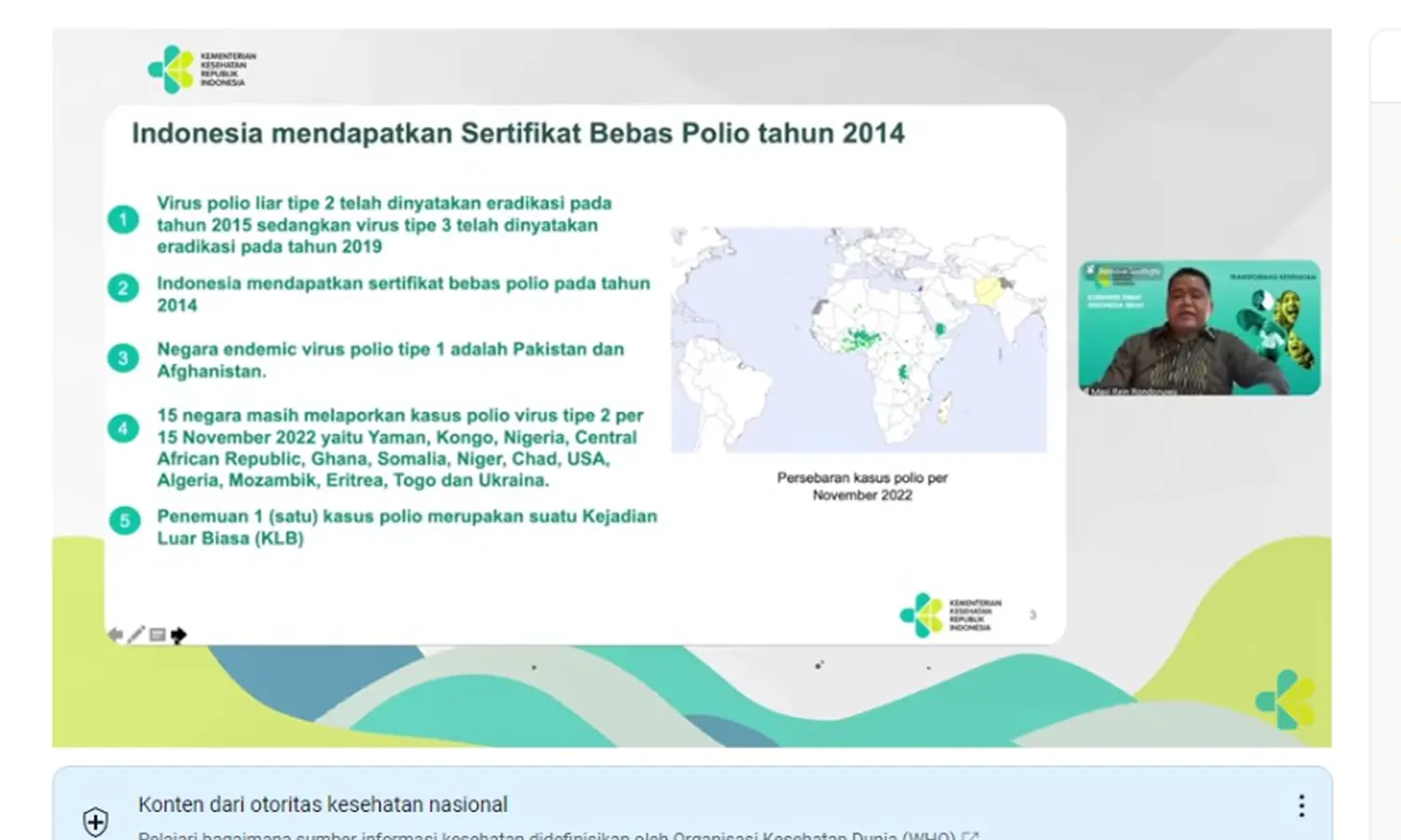 Indonesia Negara Ke-16 Laporkan Virus Polio Tipe 2