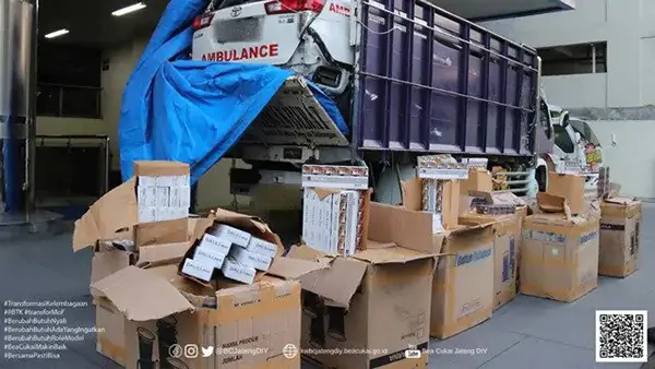 Seludupan Rokok Tanpa Pita Cukai di dalam Ambulance Rusak Terbongkar 