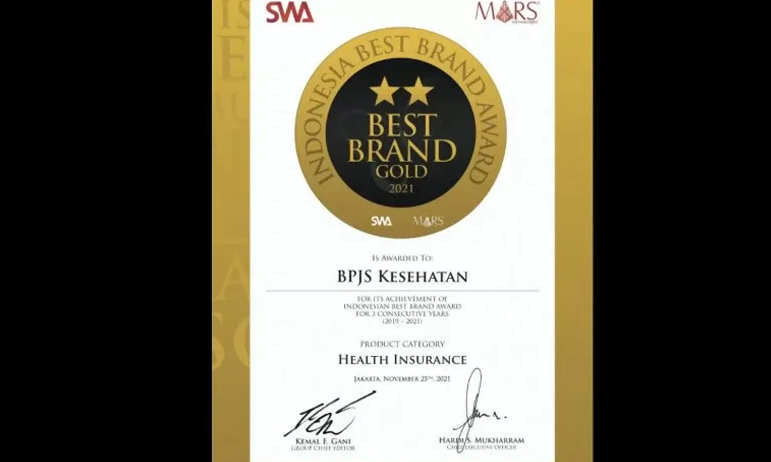 BPJS Kesehatan Raih Indonesia Best Brand Award 2021