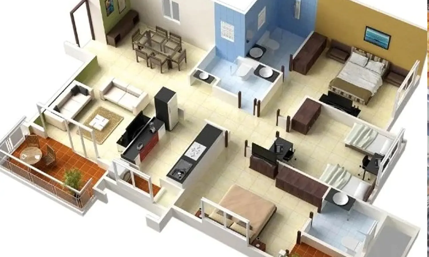 10 Ide Denah Rumah 3 Kamar Ukuran 7x9 Paling Favorit