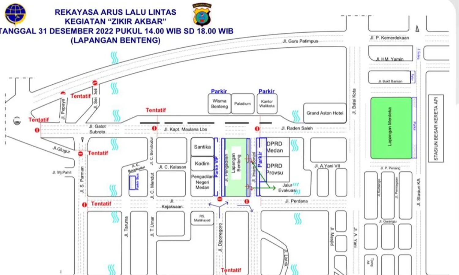 19 Jalan di Kota Medan Ditutup Saat Malam Tahun Baru, Berikut Perubahan Rekayasa Arus Lalu Lintasnya