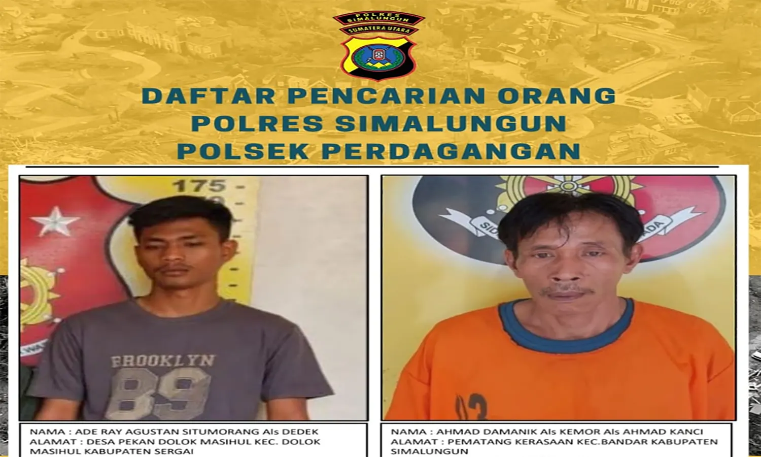 Satu Tahanan Kabur dari Polsek Perdagangan Masih Berkeliaran