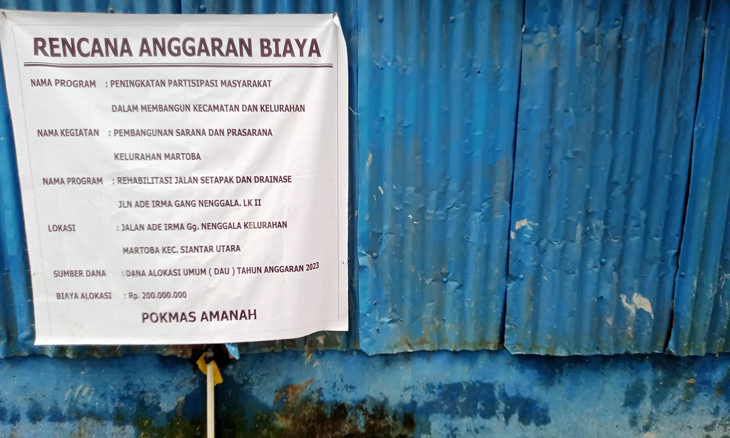Lebih Tinggi dari Badan Jalan, Proyek Drainase di Martoba Diduga Tak Sesuai Spesifikasi