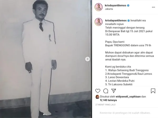 Ayah Krisdayanti dan Yuni Shara Meninggal Dunia