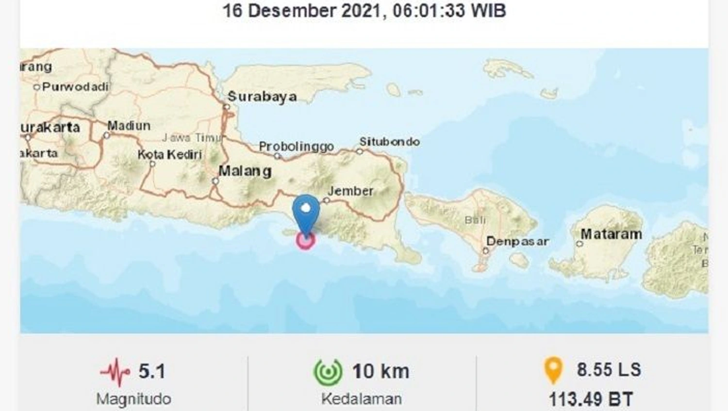 Gempa Bumi Terjadi Di Jember Jawa Timur Pagi Tadi