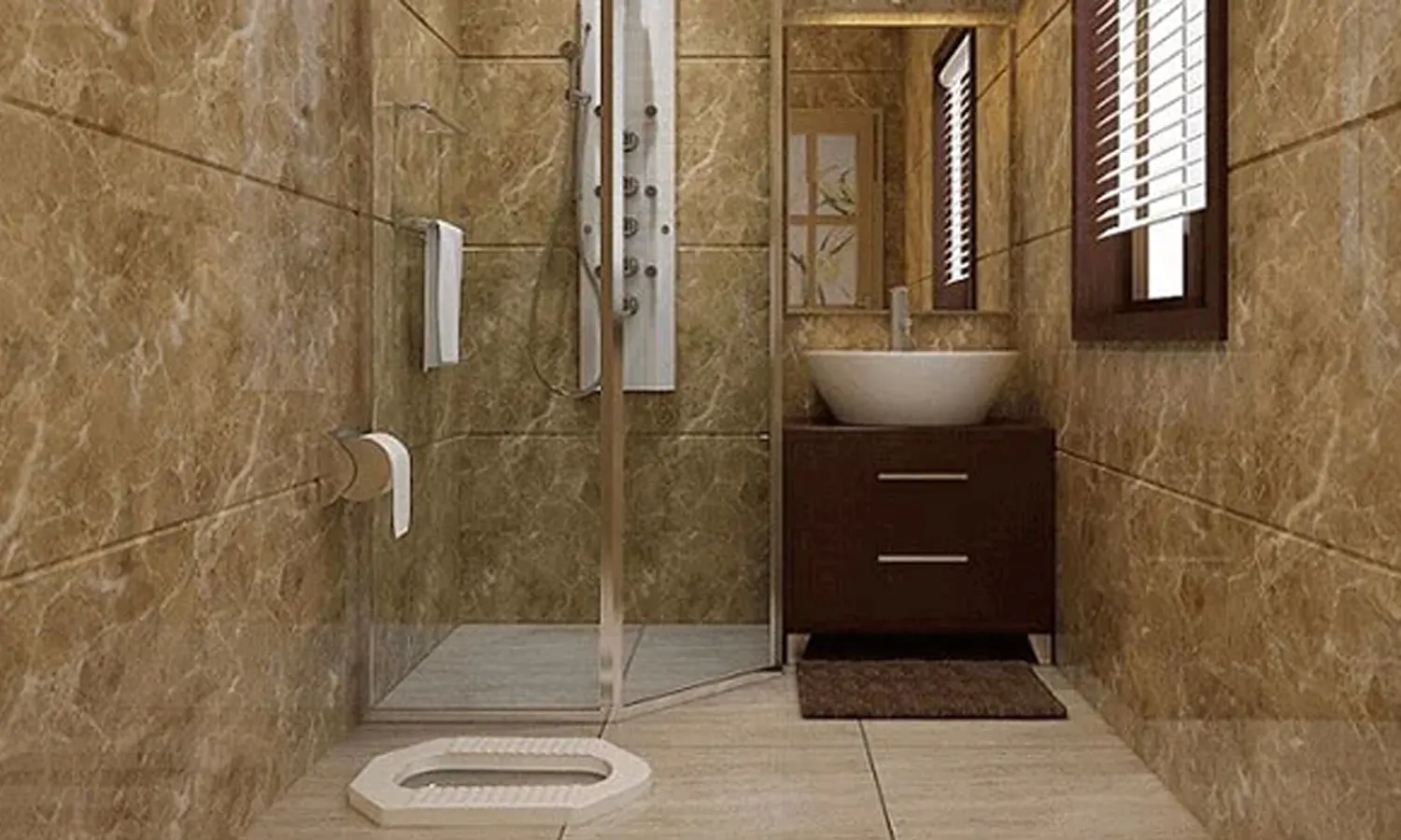 10 Desain Kamar Mandi Minimalis Kloset Jongkok dengan Shower Nyaman