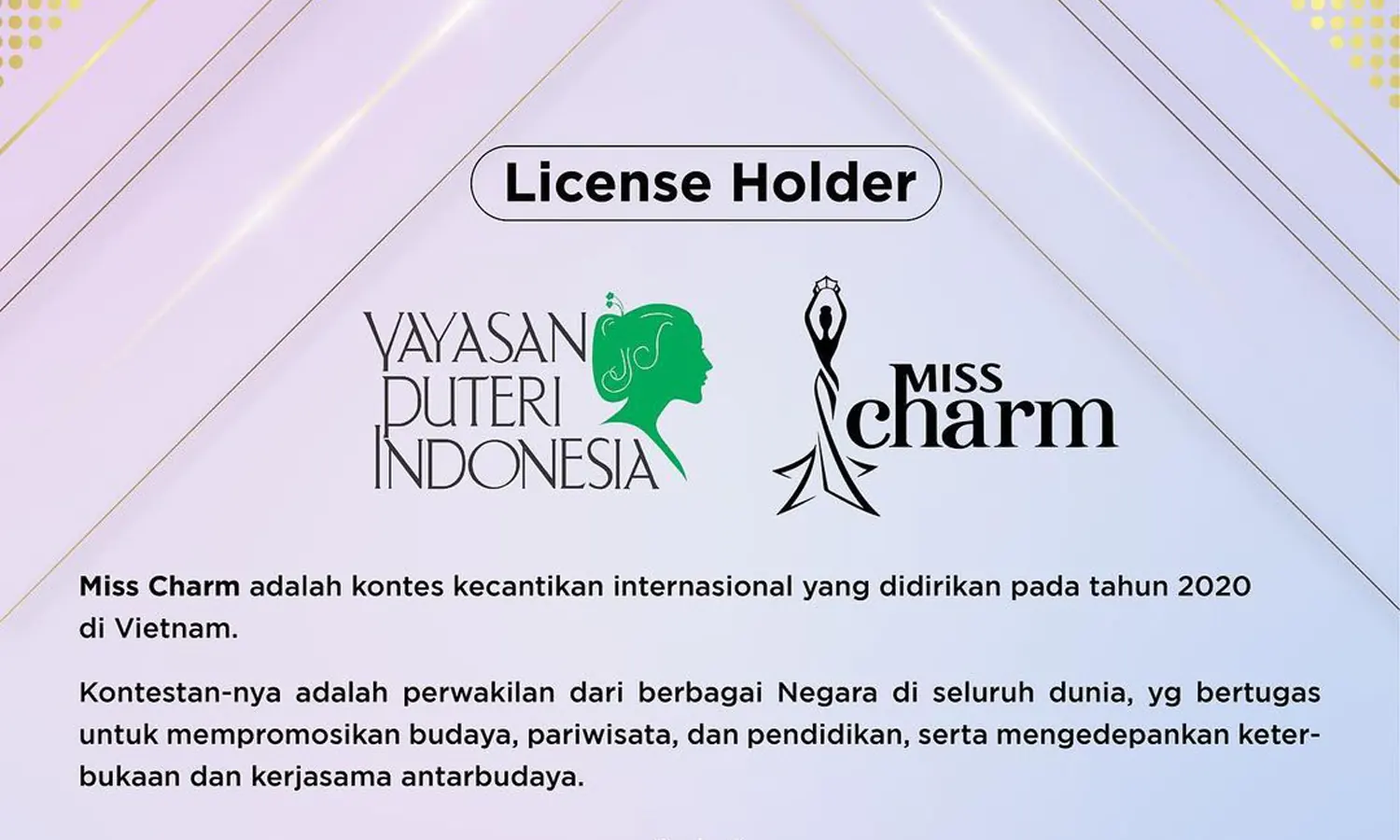 Resmi Pegang Lisensi, YPI Pajang Logo Miss Charm di Akun Instagramnya